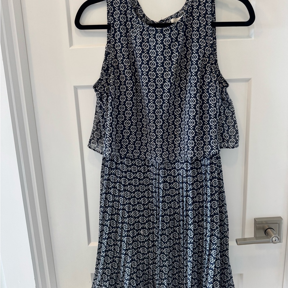 Emerald Sundae Navy and White Pleated Midi Sundress